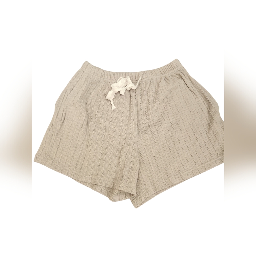 Ekouaer Ribbed Knit Set Short Sleeve Top Shorts Sleepwear Size M - Picture 5 of 6